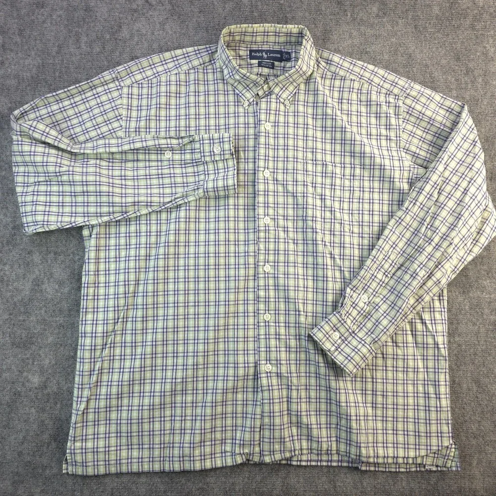 Ralph Lauren Greggor Shirt XL Long Sleeve Button Down Multicolor Check‎ Pocket